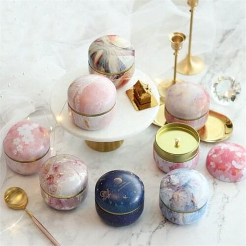 5/10pcs Marble sakura Candy Box Round Iron Gift Boxes Wedding Birthday Scented Tea Candy Packing Box Party Favors Giveaway Gifts