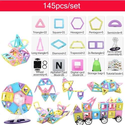 145Pcs Magnetic Designer Construction & Building Toys Magnetic Blocks Magnets Building Blocks Toys For Children