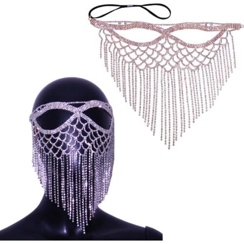 Tassel Veil Masks Rhinestone Chain Face Mask Nightclub Dance Party Costume Face Decor Facemask Hollow Party Show