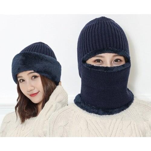 Mens Winter Hat For Women Knitted Hat Scarf Skullies Beanies Winter Beanies For Men Caps Mask Soft Warm Thick Bonnet Cap Hats
