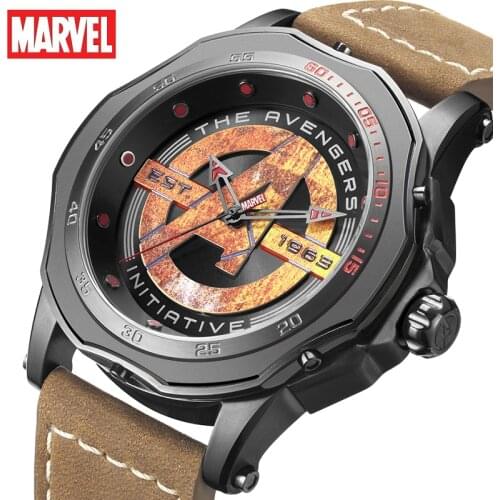 Disney Marvel Official Original The Avengers Men Quartz WristWatches Male Luminous 50m Waterproof Stainless Steel Luxury Clock