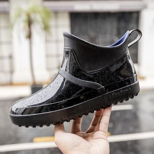 Rubber Shoes Men Waterproof Rain Boots Ankle Shoes 2021 New Autumn New Female Water Shoes Men Rainboots Ankle Boots Flats