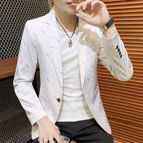2021 Mens Slim-Fit Printed blazer Youth Casual Business blazer