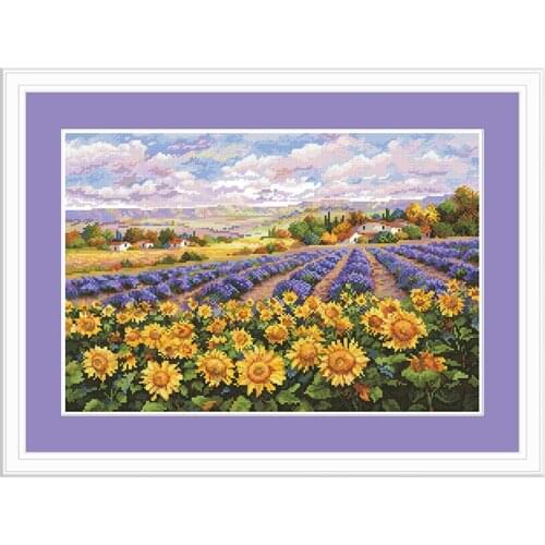 Fishxx Cross Stitch Kit Precision Printing C1536 Sunflower Garden Landscape New Product Living Room Decoration Embroidery