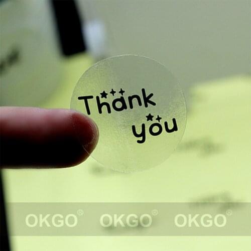 100PCS round transparent label sticker seal stickers self-adhesive PVC stickers personalized custom thankyou design label 30mm