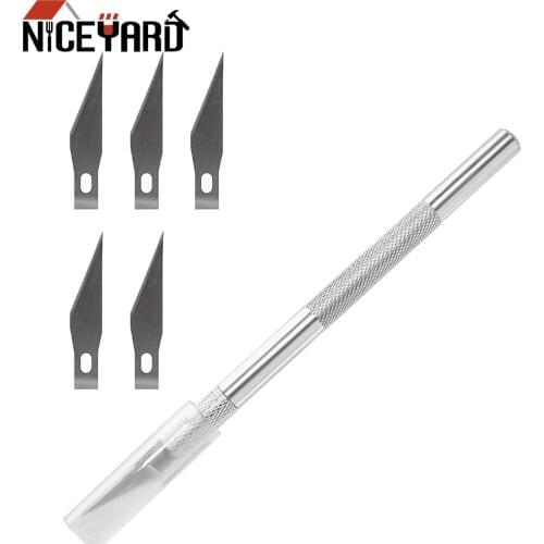 NICEYARD Stencil Chiseling DIY Carving Knife Craft Artwork Cutting Knife Sculpture Scalpel Knife 6 Blades Aluminum Alloy