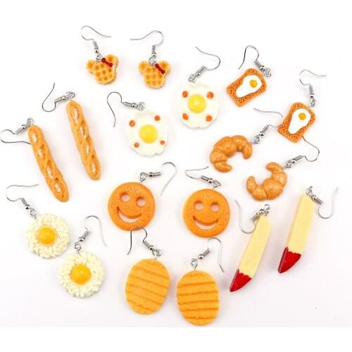 Personality Creative Imitation Breakfast Drop Earrings For Women Resin Funny Food Jewelry Unique Party Earrings Birthday Gift