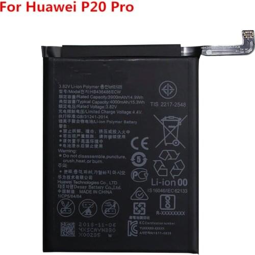 P20Pro Original Battery For Huawei P20 Pro 3900mAh HB436486ECW Replacement Lithium-ion Polymer Battery Repair Parts