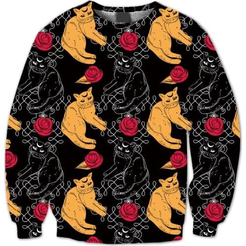 REAL American US SIZE Elevated Elegant Tarot Cat Sublimation Print Plus Size Crew Neck Sweatshirt