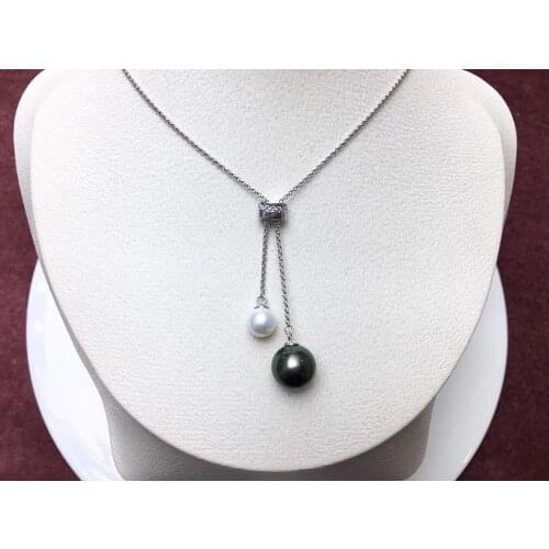 TWO PEARLS925 Silver Necklace Chain with Pendant Findings Base Jewelry Parts Fittings for Pearls Corals Jades Stones