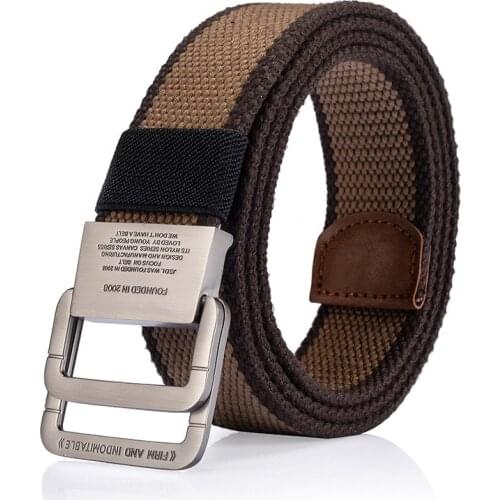 Military Equipment Tactical Belt Man Double Ring Buckle Thicken Canvas Belts For Men Waistband Men Cowboy Pants Belt