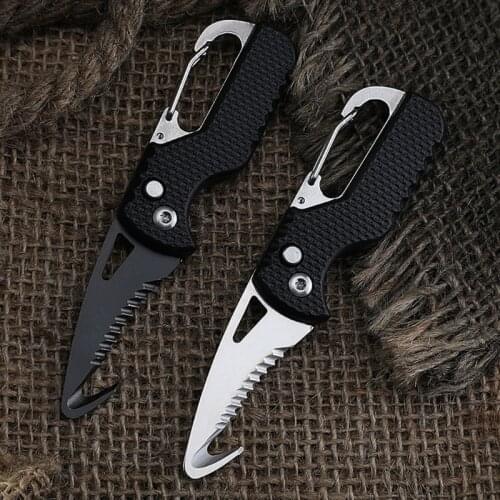 Folding Knife With Keychain Serrated Hook Pocket Hunting Knife Outdoor Survival Knife Camping Fishing Knife Funda Navaja