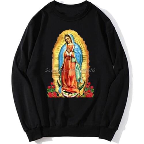 Funny Print Catholic Church Virgen De Guadalupe Hoodie Men Hoodie Spring Autumn Sweater Streetwear Harajuku