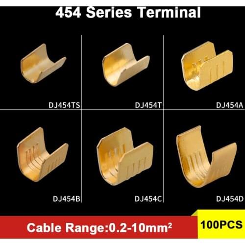 100pcs/lot U-Shaped Crimping Terminal H62 Brass Wire Buckle Poly Wire Nose Wire Connector 454TABC 0.2-10mm2