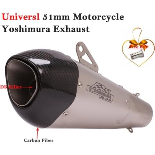 Universal Yoshimura Motorcycle Exhaust R34 Escape Modified 51mm Muffler Carbon Fiber DB Killer For CBR650 ER6N MT09 R25 Z1000 R6