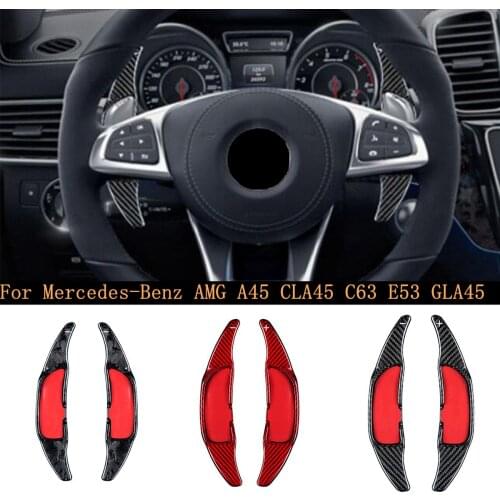 For Mercedes BENZ AMG A45 CLA45 C63 E53 GLA45 Car Styling Carbon Fiber Steering Wheel Shifter Paddle Auxiliary