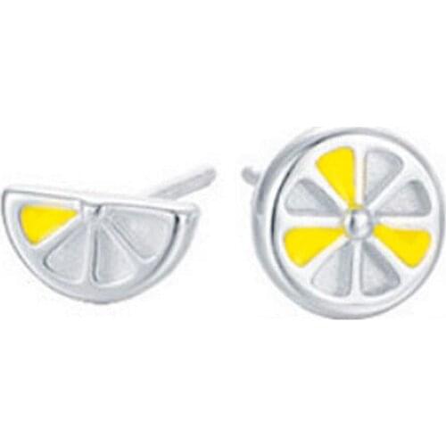 Simple personality and asymmetric gum drop lemon ear nail earrings for female Earrings