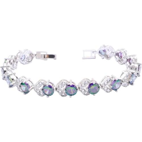 Rainbow Green Blue White Zircon 925 Silver Bracelet for Women Wedding Pary Jewelry Birthday Gift
