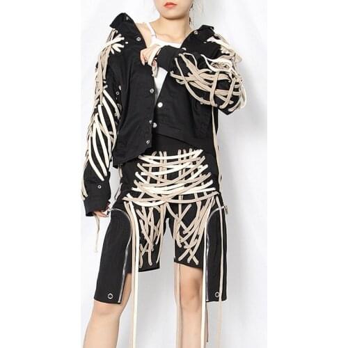 Bandage Lace Up Women Set Long Sleeve Loose Jacket & Irregular Skirt 2 Two-Piece Set Female Coat 2020 Fashion New Clothing