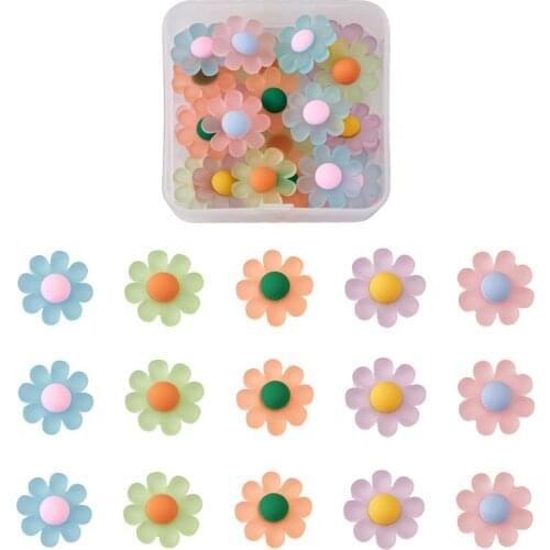 1Box Frosted Flatback Resin Daisy Flower Cabochon Embellishments No Hole for DIY Scrapbooking Jewelry Making Crafts Decoration