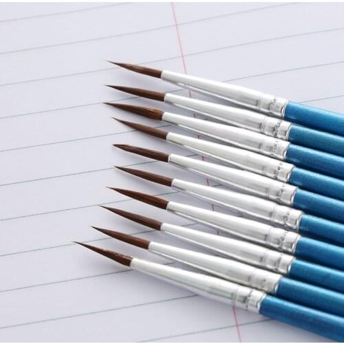 10Pcs/lot Artist Watercolor Drawing Pen Paint Baking Fondant Cake Brush Point Tip Nylon Fiber Hair Line Pastry Decorating Tool