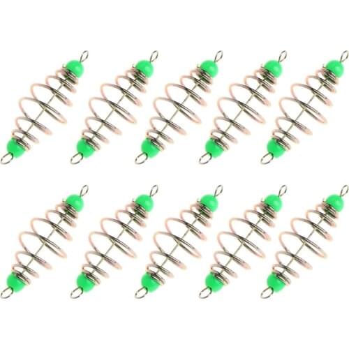 10 Pcs/Set Fishing Bait Spring Lure Inline Hanging Tackle Stainless Steel Feeder N0PC