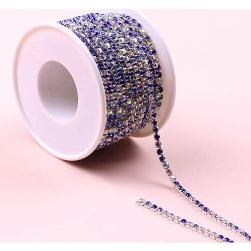 10Yards Glass Crystal Strass Rhinestone Cup Chain Sew On Diamond Glue-On Close Chains Glitter Trim Cup Chain Sew On Garment