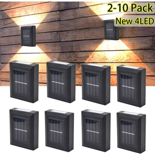 2-10 Pcs LED Solar Lamp Stairs Wall Lights LED Outdoor Garden Lamp Solar Stair Light Waterproof Street Landscape Light Decor