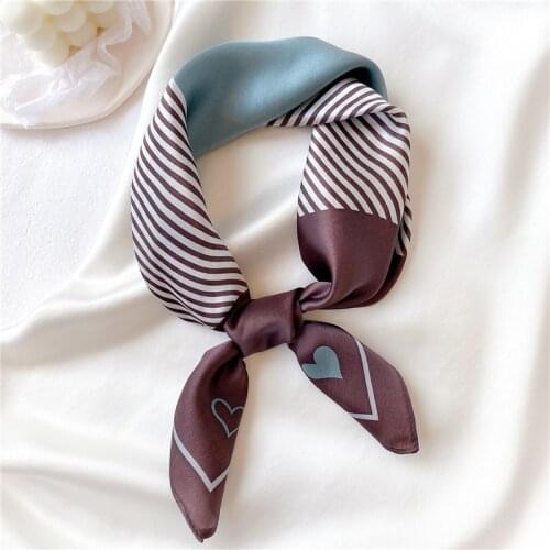 2021 Plaid Scarf Women Real Silk Neck Hairband Foulard Lady Square Scarves Fashion Small Spring Bandana High Quality Kerchief