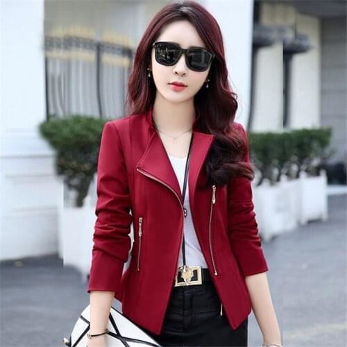 2020 Fashion Jackets Coat Women Spring Autumn Coats Slim Fit Long Sleeve Zippers Short Ladies Black Suits Jacket Female XA85