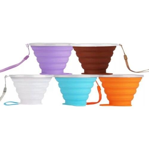 250pcs/lot 270ML Outdoor Folding CupTravel Silicone Retractable Folding tumblerful Telescopic Collapsible Folding Water Cup