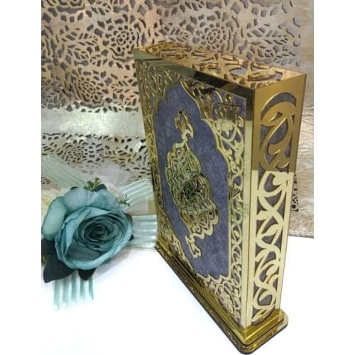 26,5 * 20cm Ottoman Quran Islamic Gifts Velvet Coating On Wood Box Muslim Vedding Luxury Decoration Favors Ramadan Eid Mubarak