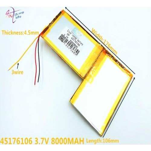 3 line 4570106*2 3.7V 8000MAH 45176106 Lithium polymer Battery with protection board For battery for Prestigio Multipad PMP5080b