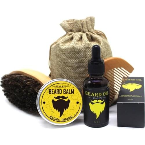 5Pcs/Set Men Moustache Cream Beard Oil Kit with Moustache Comb Brush Storage Bag Styling Beard Set