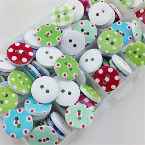 50pcs 15mm Dots Wood Buttons Sewing Kids Craft Mix Lot Scrapbooking WB18