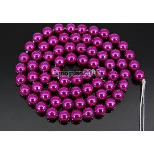 6mm Metallic Magenta Fuchsia Natural Hematite Gems stone Round Ball Beads16'' for Jewelry Making Crafts 5 Strands/Pack