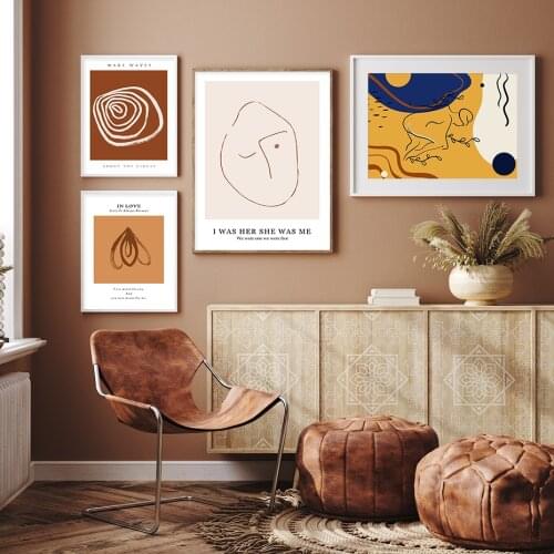 Abstract Line Circle Floral Posters Canvas Painting Life Quote Wall Art Print Pictures Living Room Modern Home Interior Decor