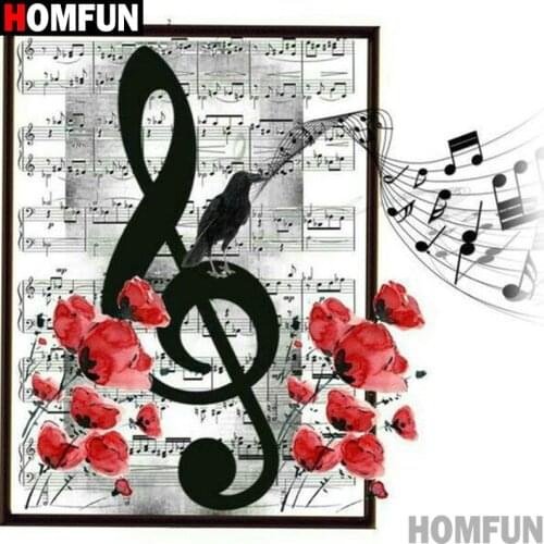 HOMFUN Diamond Painting Full Square/Round Diamond "Sheet music" Pattern Embroidery Cross Stitch 5D Rhinestone Painting A30237