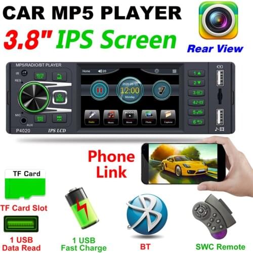 P4020 1 DIN Car Radio Stereo Player Digital Car MP3 Player Aux-in TF USB FM Radio with 3.8 inch Touchscreen