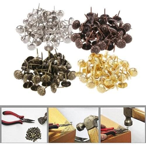 50PCS Bronze Tacks Antique Decorative Jewelry Gift Wine Case Box Push Pin Door Nail For Fasteners Hardware Sofa Decorative Tack