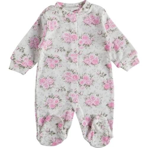 EMPIRED ROSE PATTERNED COTTON BABY OVERALL