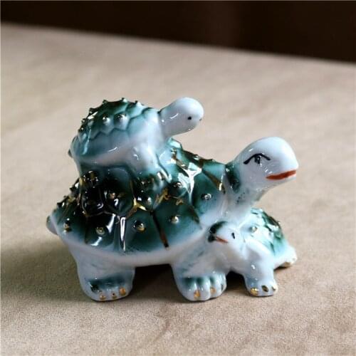 Porcelain Tortoise Figurine Ceramic Sea Turtle Family Statue Marine Animal Aquarium Ornament Decor Gift Art Craft Accessories