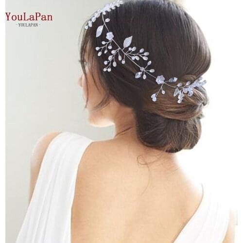 YouLaPan HP71 Pearl Hair Vine Bridal Headband Bridesmaids Headpieces Women Hair Accessories Headbands with Ribbon for Wedding