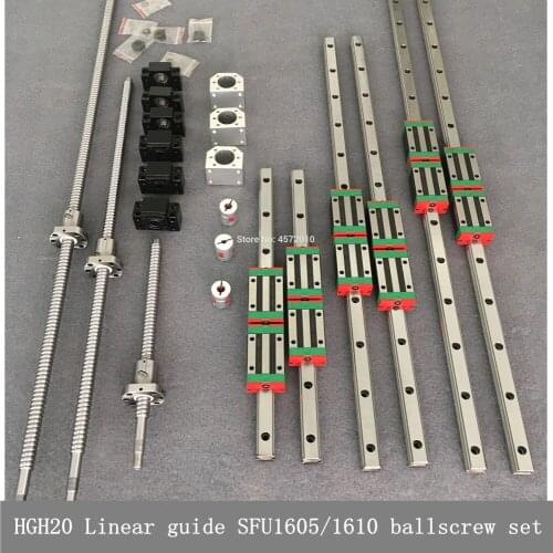 HGR20 Square 3 axis 4aixs CNC guide 20mm linear rails linear guide HGH20 16mm ball screw SFU1605/1610 set for CNC router