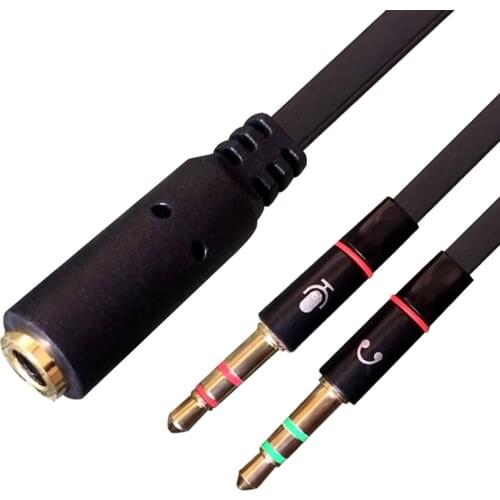 20CM 2 in 1 transfer cable mobile phone to computer headset microphone headset audio converter 3.5 two in one cable