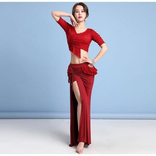 Belly dance practice clothes set new autumn and winter modal performance dance clothes skirt suit oriental dance fairy clothes