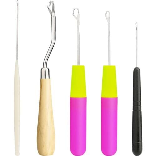 5pcs/Set Crochet Needle Braiding Latch Hook Weaving Hair Dreading Hooks Tool For Braid Craft Hand Needles For Hair Extension