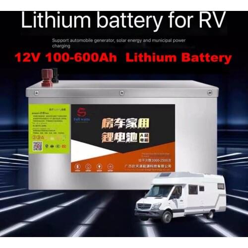 Deep cycle 12V 200Ah/300Ah/400Ah/500Ah/600Ah Lithium ion battery BMS 3S for RV/motorboat/solar energy+20A Charger