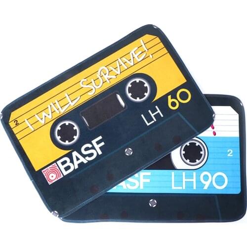 Magnetic Tape Music Cassette R Decor Welcome Pad Water Absorption Entrance Anti-Slip Doormat Vintage TV