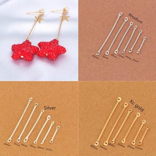 50pcs 15mm-40mm Double Cylinder Connecting Rod Metal Earrings Ear Clip Ear Hook DIY Handmade Ear Jewelry Materials Accessories